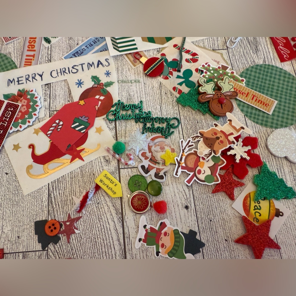 Junk Journal Ephemera Christmas Theme over 100 PIECES- includes a new blank book - Picture 14 of 15